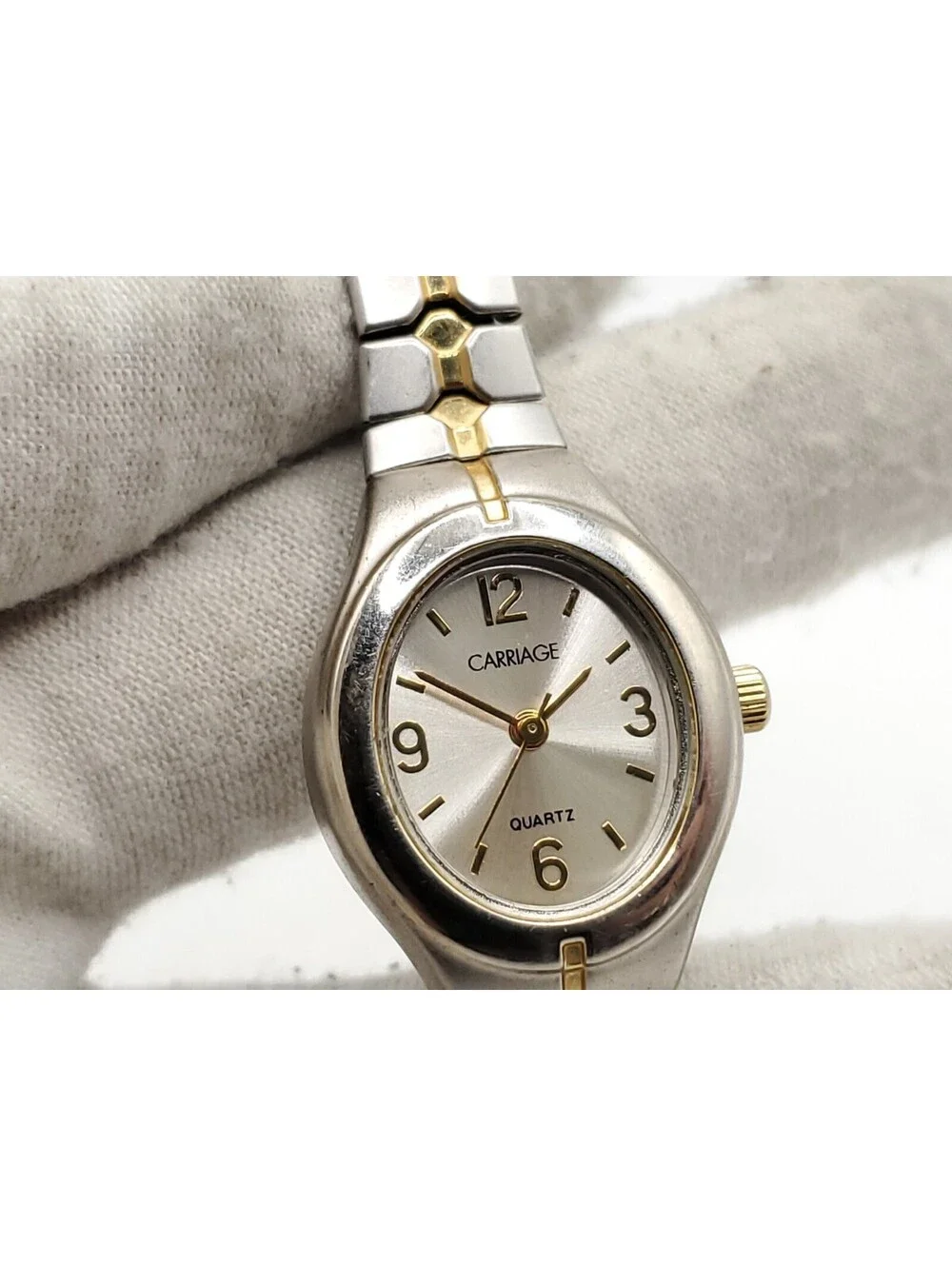 Carriage By Timex Quartz Womens Watch New Battery Two-Tone Expandable Band 21mm